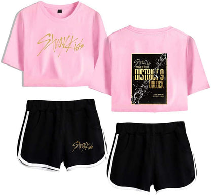 Set Crop Top T-shirt & Shorts Stray Kids