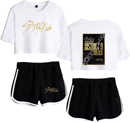 Set Crop Top T-shirt & Shorts Stray Kids