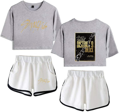 Set Crop Top T-shirt & Shorts Stray Kids