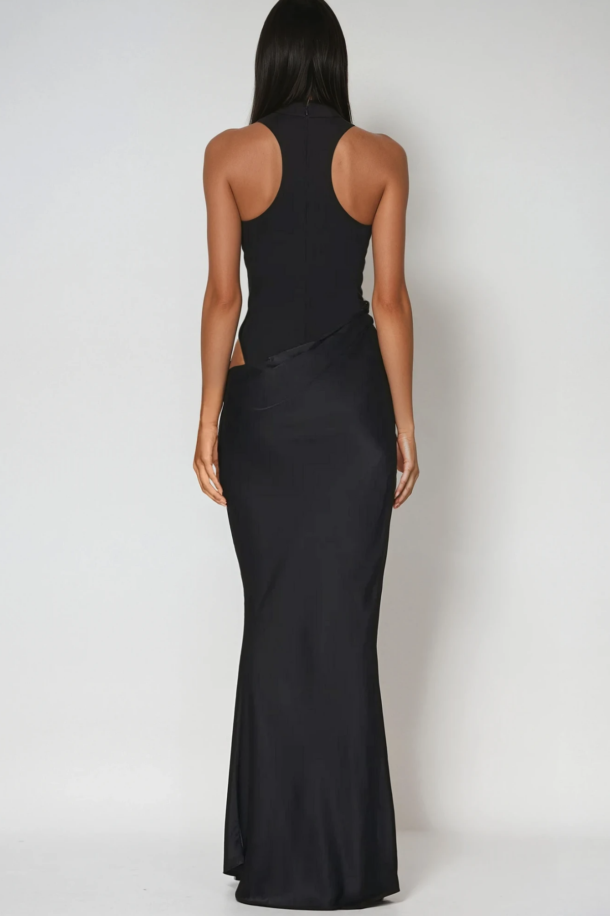 Satin Maxi Dress In Black