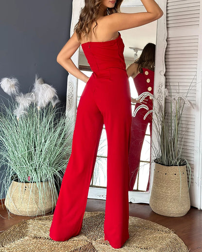 Stijlvol & Uniek – Asymmetrische Strapless Jumpsuit!