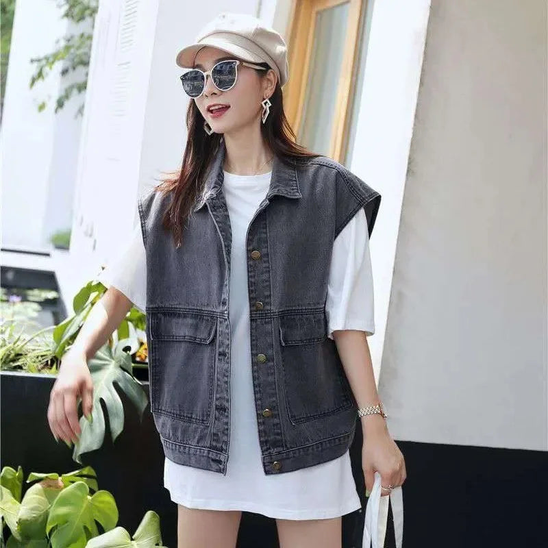 Dames Denim Gilet