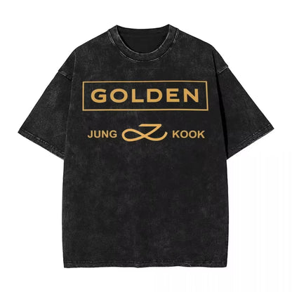 T shirt BTS Jungkook Streetwear Washed Vintage