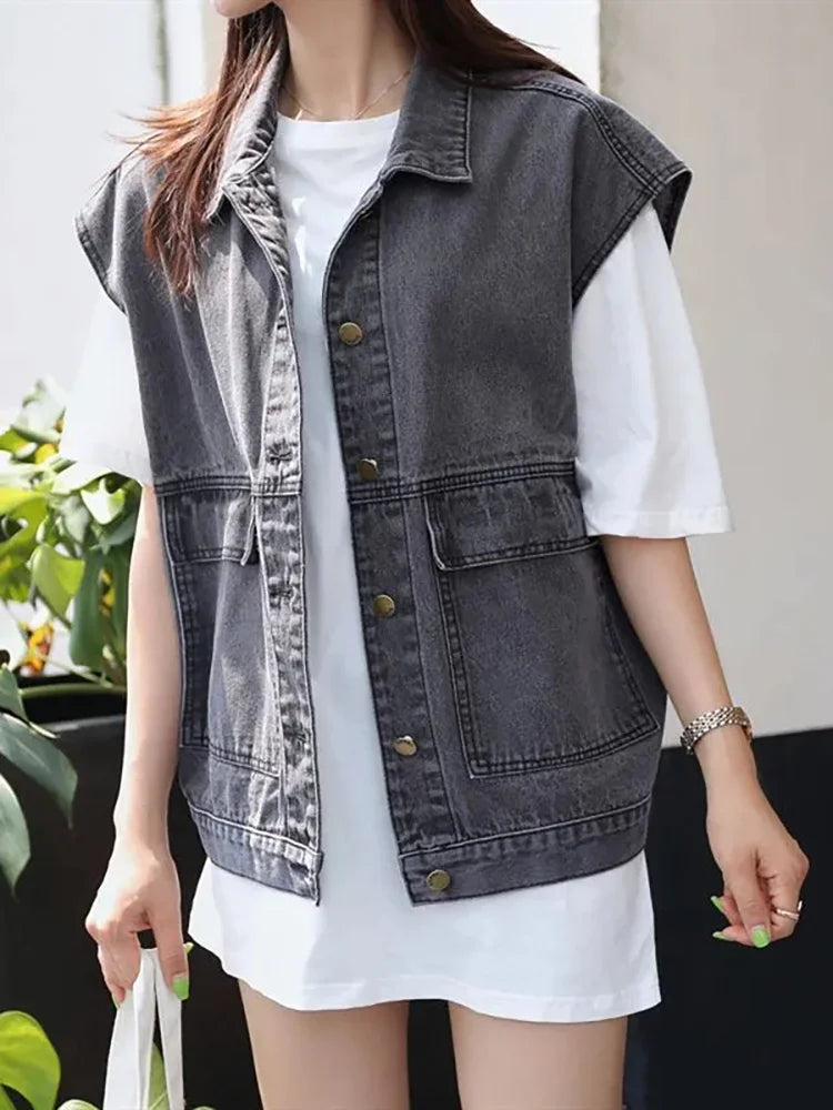 Dames Denim Gilet