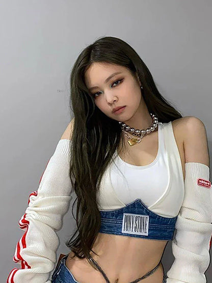 Outfit BlackPink Jennie Concert Top & Jeans