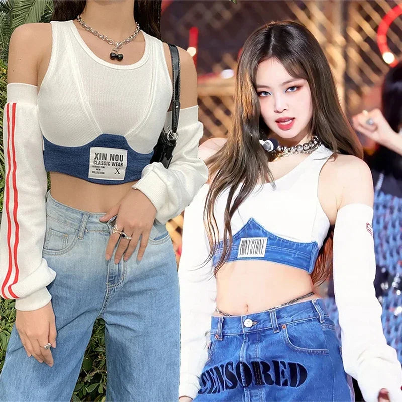 Outfit BlackPink Jennie Concert Top & Jeans