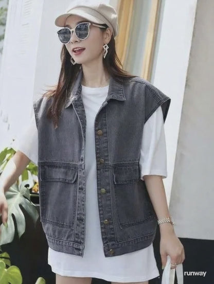 Dames Denim Gilet